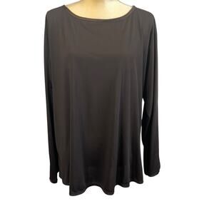 Hosie by Natorie Basic Long Sleeves Satin Brown Top